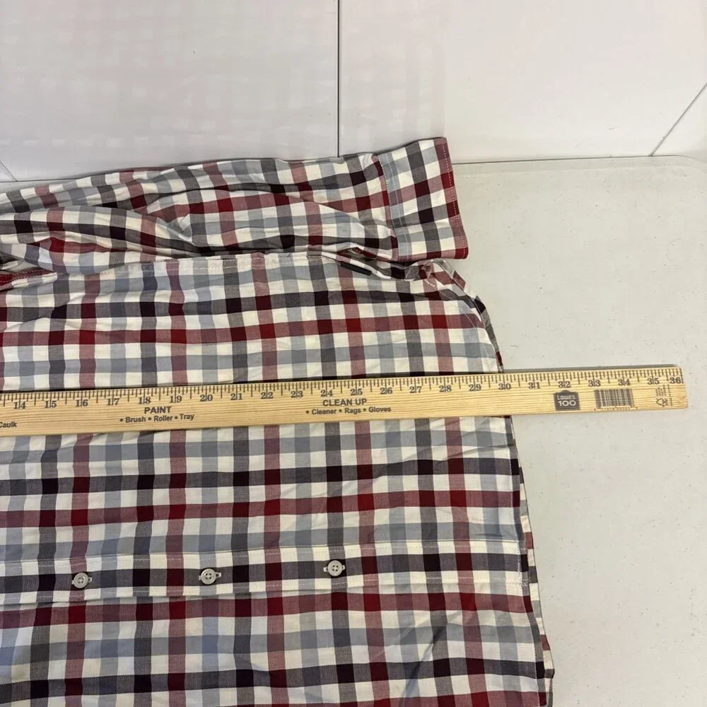 The North Face Shirt Mens Large Red White Black Gray Plaid Long Sleeve Button Up
